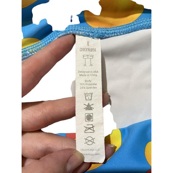 ChicknLegs Running Leggings, Rubber Ducky, Yellow/Blue/Teal, Sz Large - Picture 5 of 7